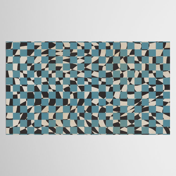 Abstract checked blue and black Tablecloth Gallery Image 2