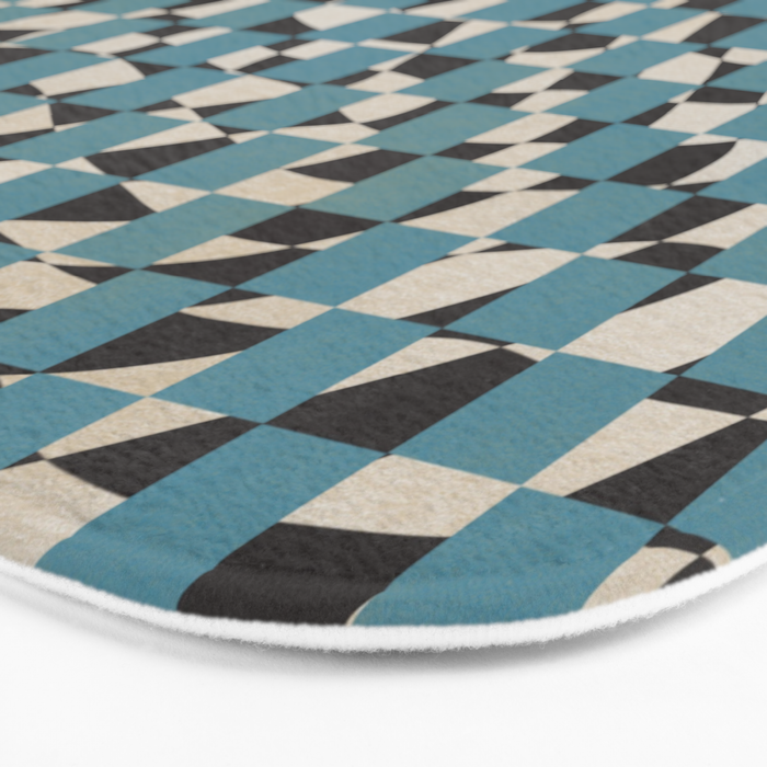 Abstract checked blue and black Bath Mat Gallery Image 3
