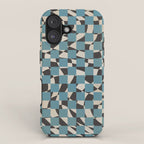 Abstract checked blue and black iPhone Case Gallery Image 1