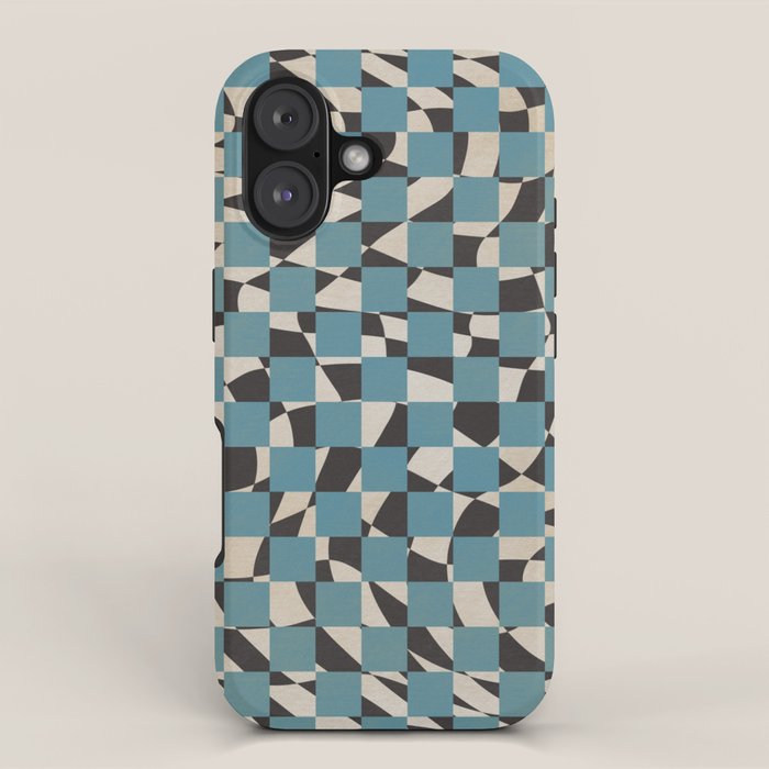 Abstract checked blue and black iPhone Case Gallery Image 1
