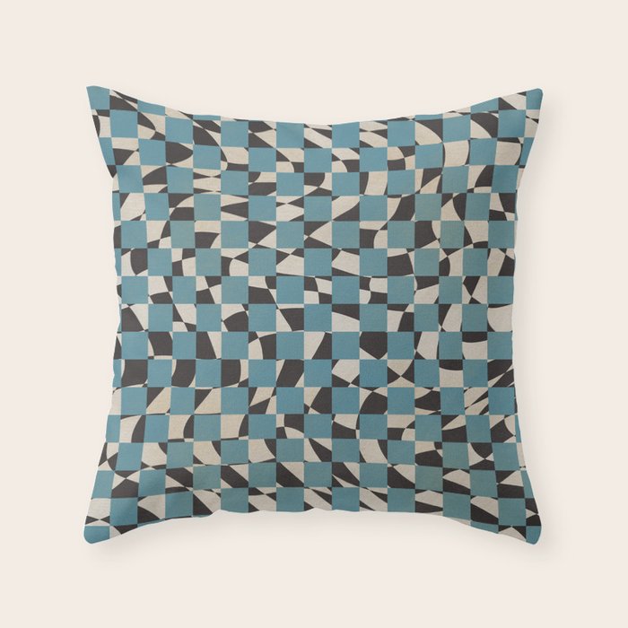 Abstract checked blue and black Throw Pillow Gallery Image 6