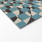 Abstract checked blue and black Welcome Mat Gallery Image 2