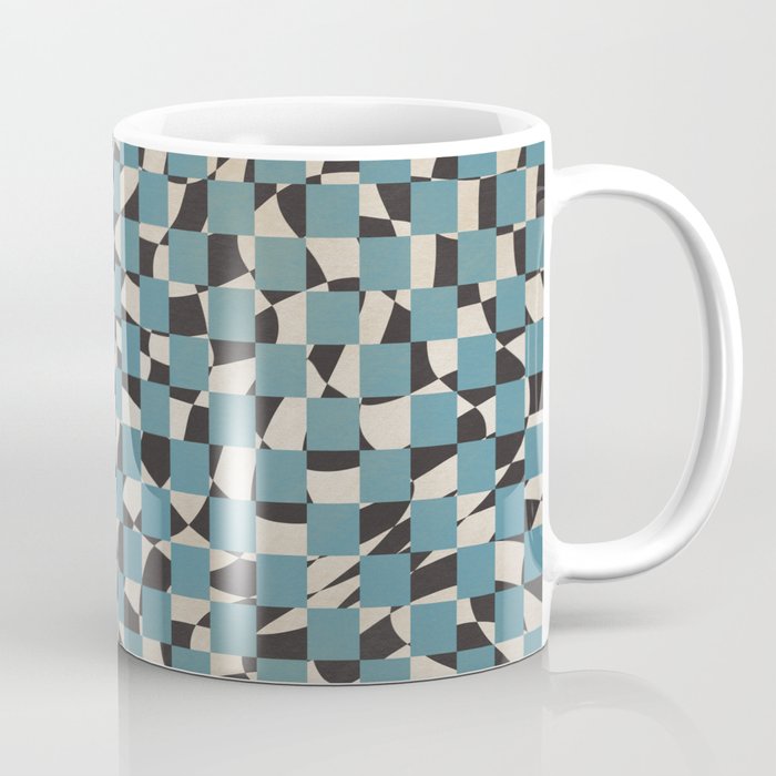 Abstract checked blue and black Coffee Mug Gallery Image 1