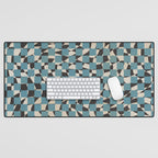 Abstract checked blue and black Desk Mat Gallery Image 1