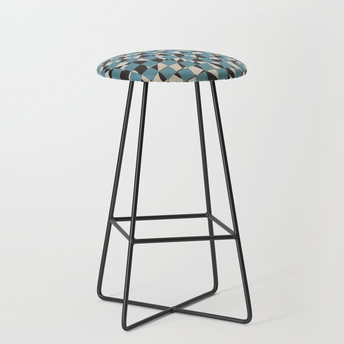 Abstract checked blue and black Stool Gallery Image 1