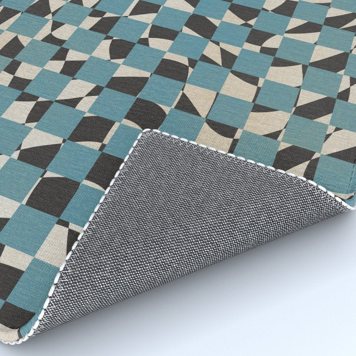 Abstract checked blue and black Rug Gallery Image 4