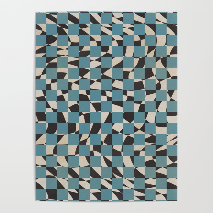 Abstract checked blue and black Poster Gallery Image 1