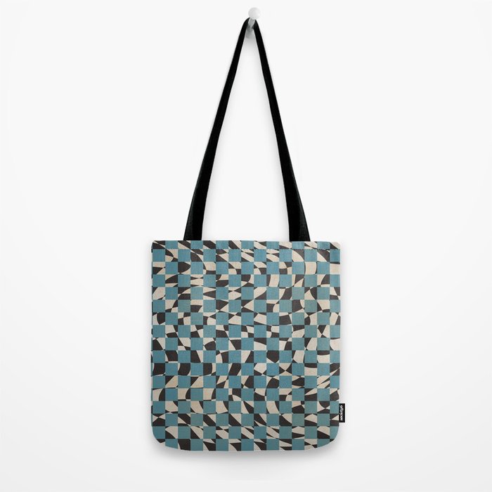 Abstract checked blue and black Tote Bag Gallery Image 2