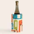 Retro Mid Century Modern Abstract Pattern 921 Googie Orange Chartreuse Turquoise Wine Chiller Gallery Image 2