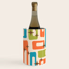 Retro Mid Century Modern Abstract Pattern 921 Googie Orange Chartreuse Turquoise Wine Chiller Gallery Image 1