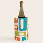 Retro Mid Century Modern Abstract Pattern 921 Googie Orange Chartreuse Turquoise Wine Chiller Gallery Image 3