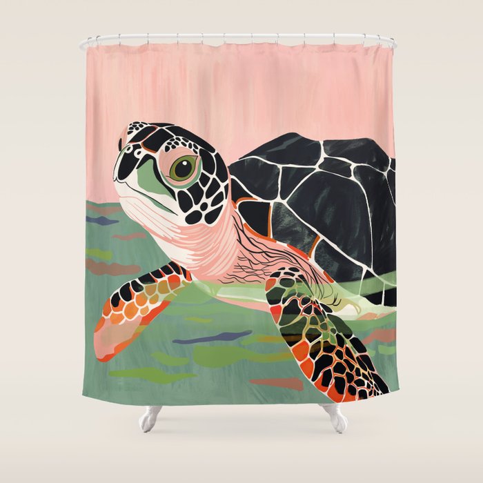 Cute Turtle  Shower Curtain Gallery Image 1