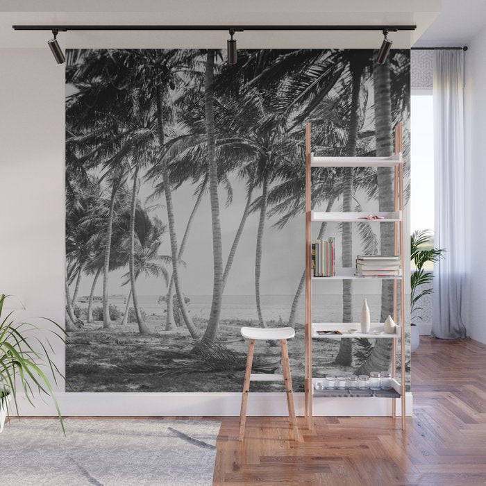 Miami Florida Palm Trees Black and White Vintage Photograph, 1915 Wall Mural Gallery Image 1