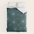 Make A Wish Dandelion Pattern in Forest Green & Blue Comforter Gallery Image 6