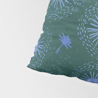 Make A Wish Dandelion Pattern in Forest Green & Blue Pillow Sham Gallery Image 4