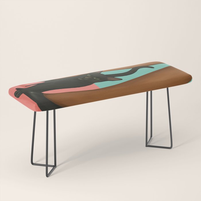 Woman in Heels with Black Cat Bench Gallery Image 1