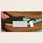 Woman in Heels with Black Cat Desk Mat Gallery Image 1