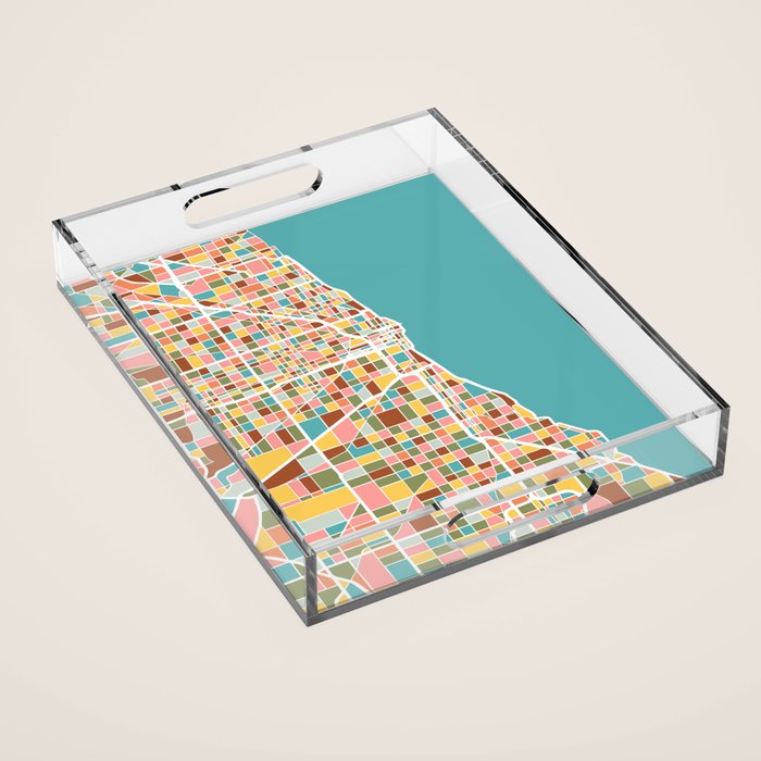 Chicago Map Art Acrylic Tray Gallery Image 1