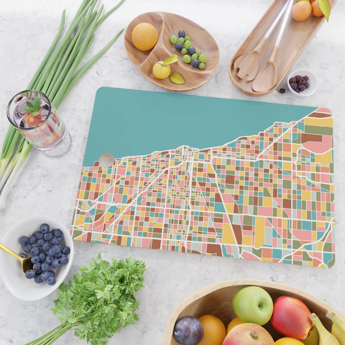 Chicago Map Art Cutting Board Gallery Image 2