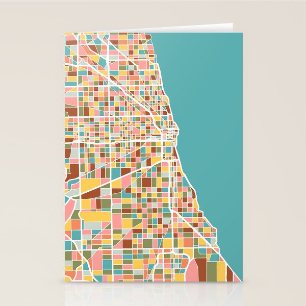 Chicago Map Art Stationery Card Gallery Image 1