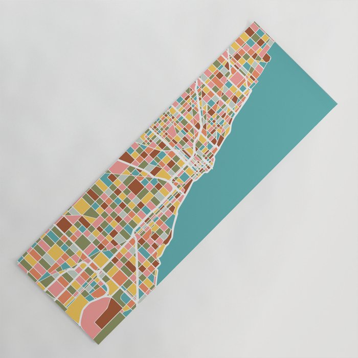 Chicago Map Art Yoga Mat Gallery Image 1