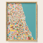 Chicago Map Art Serving Tray Gallery Image 1