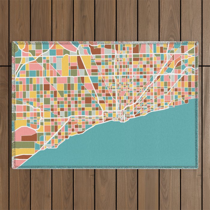 Chicago Map Art Outdoor Rug Gallery Image 1