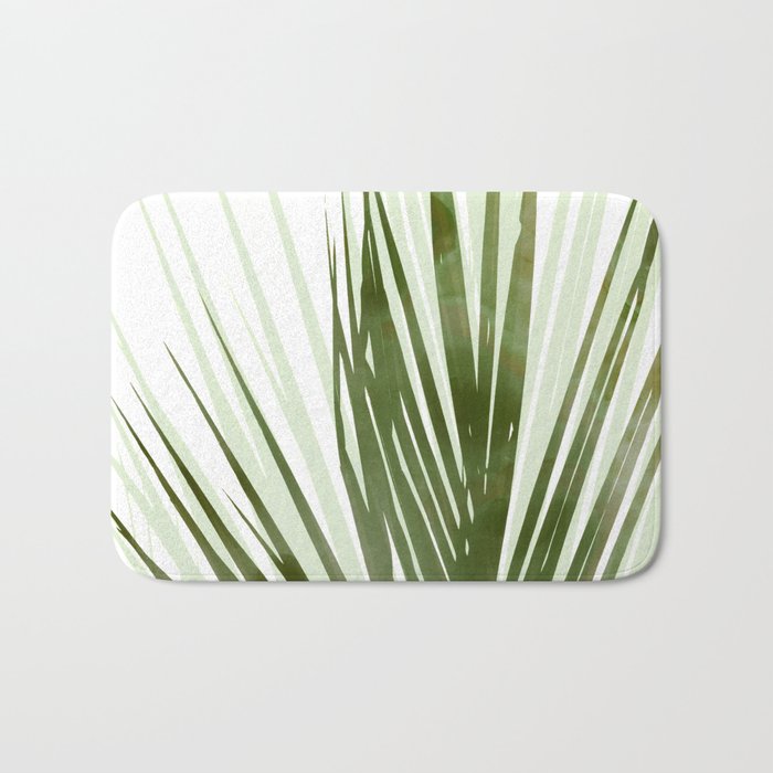 Contemporary Palm Leaf in Olive Green Bath Mat Gallery Image 1