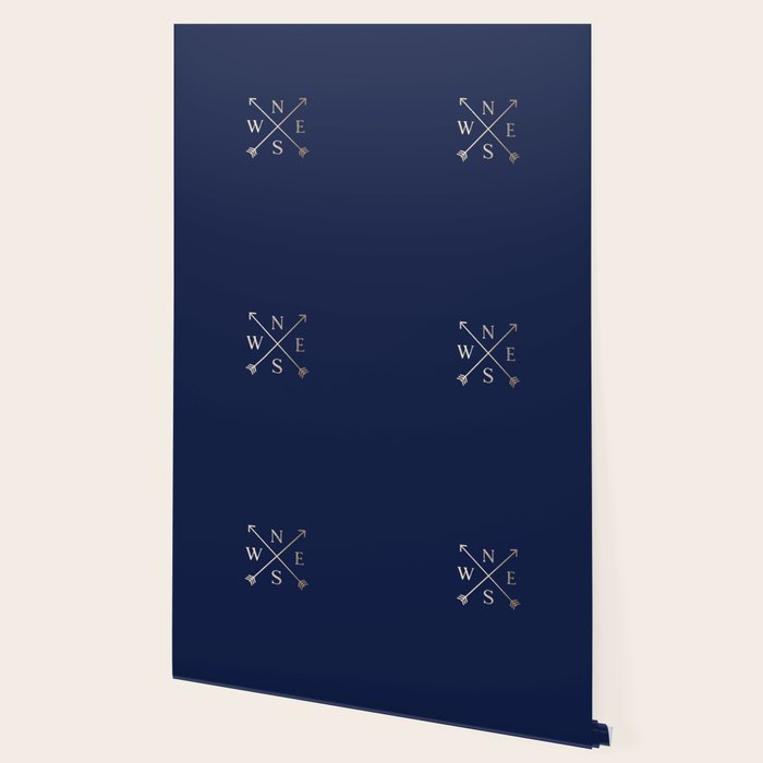 Gold on Navy Blue Compass Wallpaper Gallery Image 2