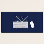 Gold on Navy Blue Compass Desk Mat Gallery Image 1