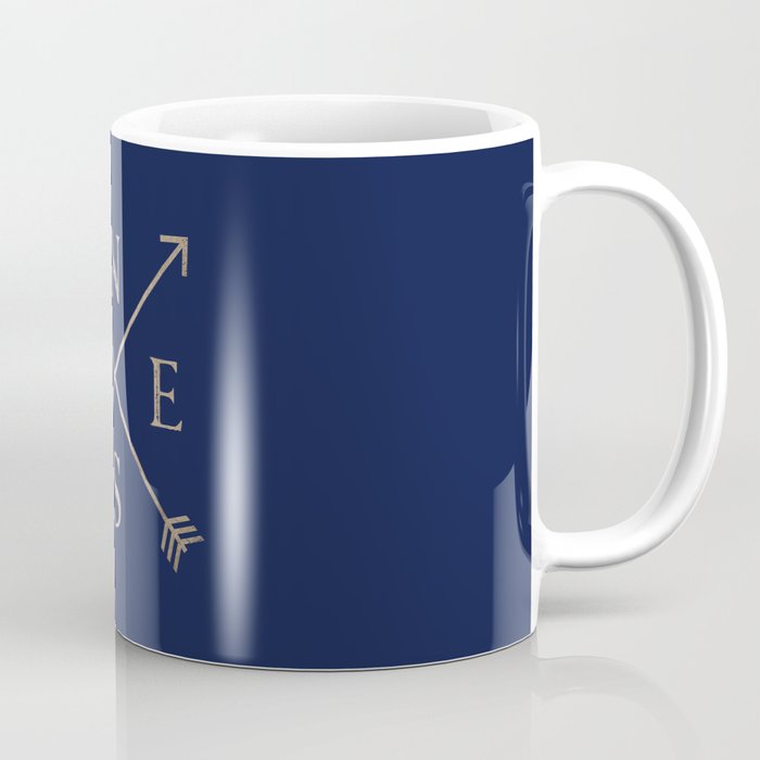 Gold on Navy Blue Compass Coffee Mug Gallery Image 1