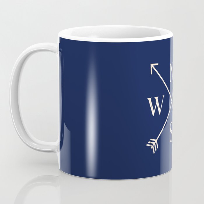 Gold on Navy Blue Compass Coffee Mug Gallery Image 3