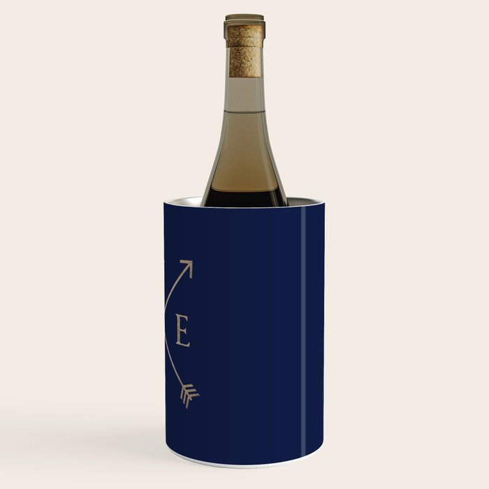 Gold on Navy Blue Compass Wine Chiller Gallery Image 3