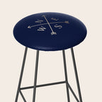 Gold on Navy Blue Compass Stool Gallery Image 2