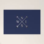 Gold on Navy Blue Compass Welcome Mat Gallery Image 1