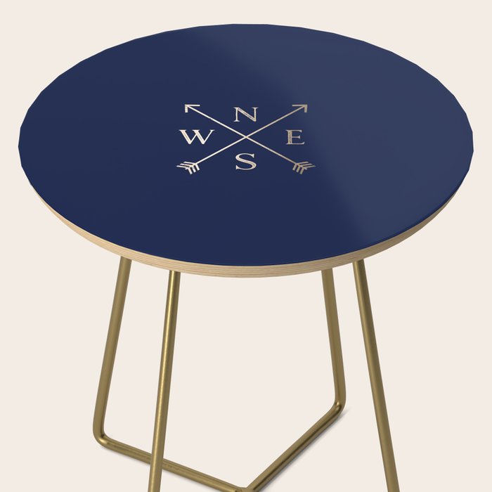 Gold on Navy Blue Compass Side Table Gallery Image 2