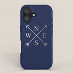 Gold on Navy Blue Compass iPhone Case Gallery Image 1