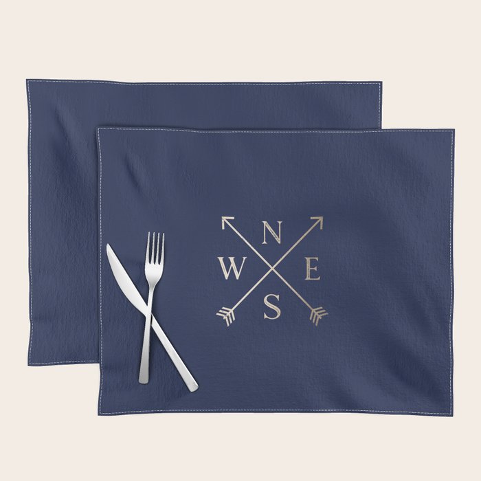 Gold on Navy Blue Compass Placemat Gallery Image 1
