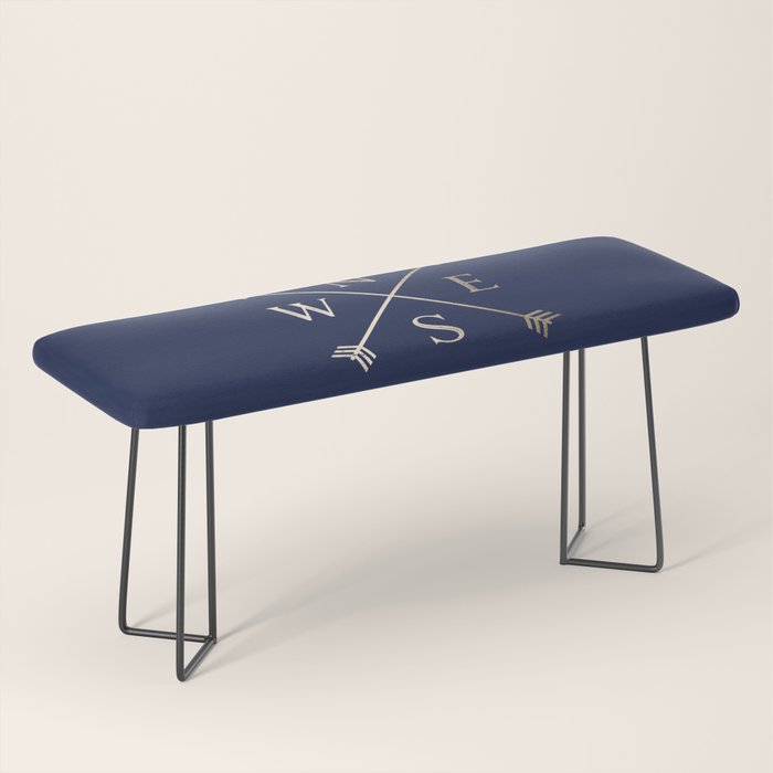 Gold on Navy Blue Compass Bench Gallery Image 1