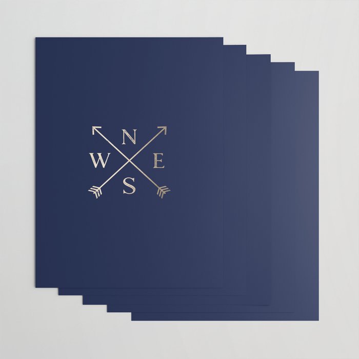 Gold on Navy Blue Compass Wrapping Paper Gallery Image 3
