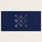 Gold on Navy Blue Compass Desk Mat Gallery Image 3