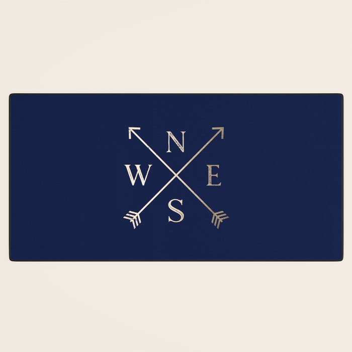 Gold on Navy Blue Compass Desk Mat Gallery Image 3
