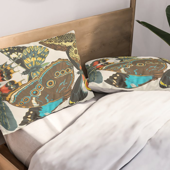 Vintage Butterfly Illustration EA Seguy Papillon Pillow Sham Gallery Image 2