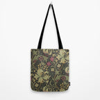 William Morris Vintage Golden Lily Black Charcoal Olive Green Tote Bag Gallery Image 2