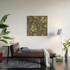 William Morris Vintage Golden Lily Black Charcoal Olive Green Wood Wall Art Gallery Image 2