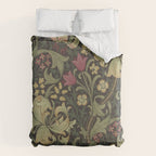 William Morris Vintage Golden Lily Black Charcoal Olive Green Duvet Cover Gallery Image 6