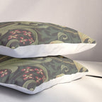 William Morris Vintage Golden Lily Black Charcoal Olive Green Pillow Sham Gallery Image 3