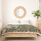 William Morris Vintage Golden Lily Black Charcoal Olive Green Duvet Cover Gallery Image 3