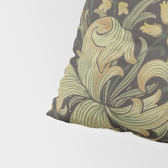 William Morris Vintage Golden Lily Black Charcoal Olive Green Pillow Sham Gallery Image 4