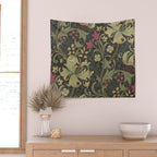 William Morris Vintage Golden Lily Black Charcoal Olive Green Wall Tapestry Gallery Image 2